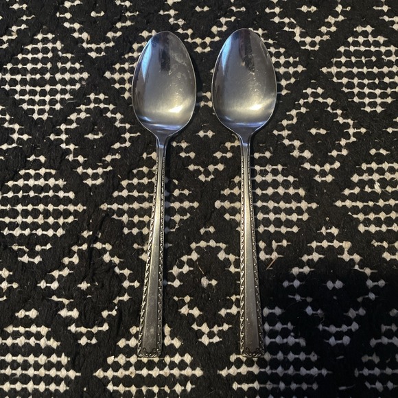 Mid Century Watertown Scroll Side 2 Stainless Japan Table‎ Spoons - Picture 1 of 2